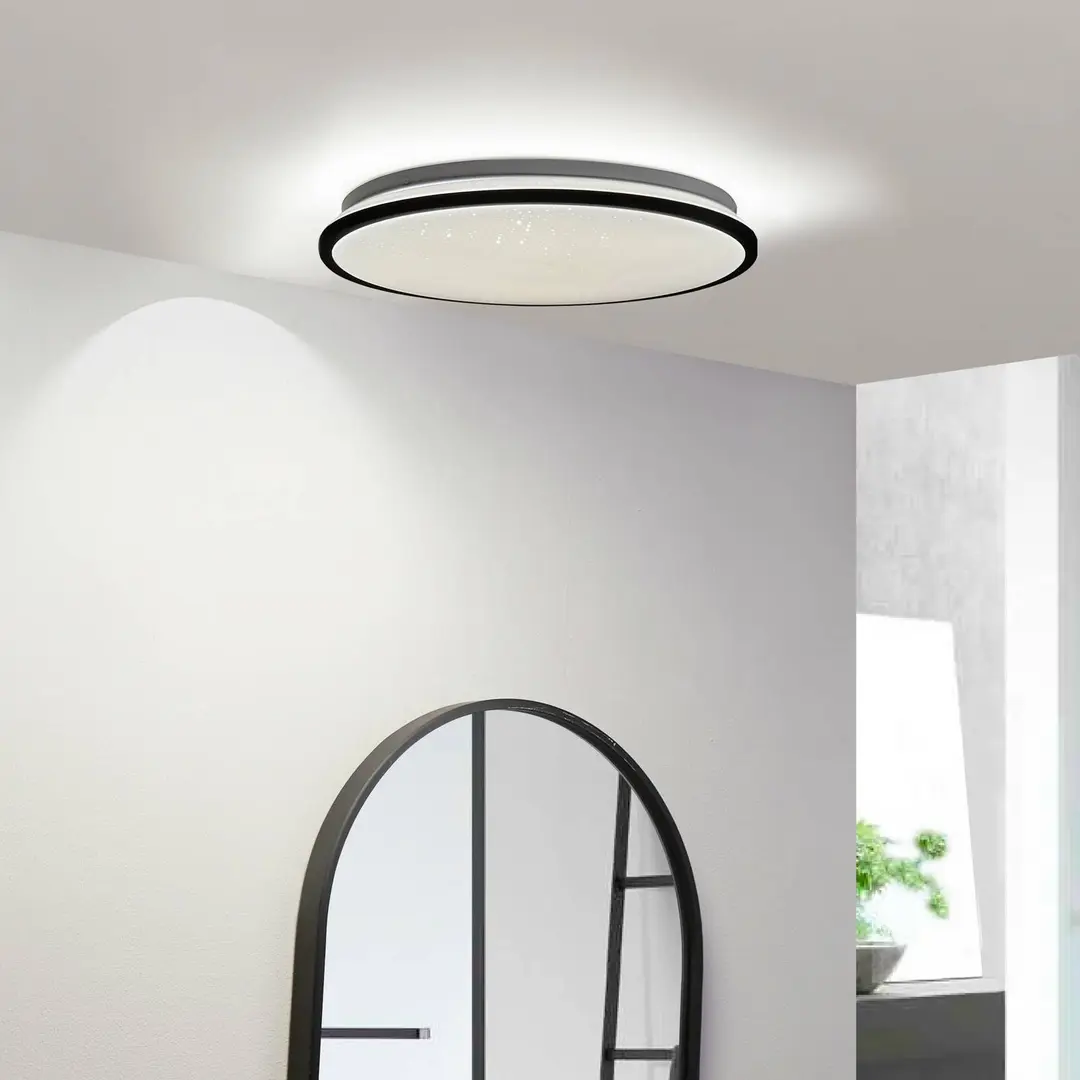 Lindby LED-Deckenleuchte Glane, Ø 38 cm, schwarz/weiß, IP44