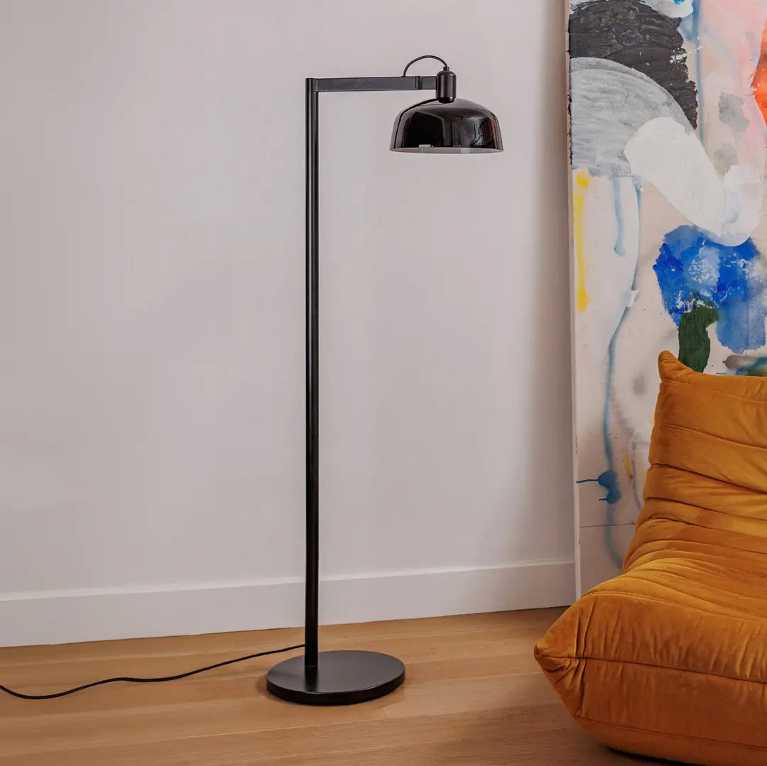 FARO BARCELONA Stehlampe Tatawin, schwarz, Stahl/Glas, Höhe 148 cm