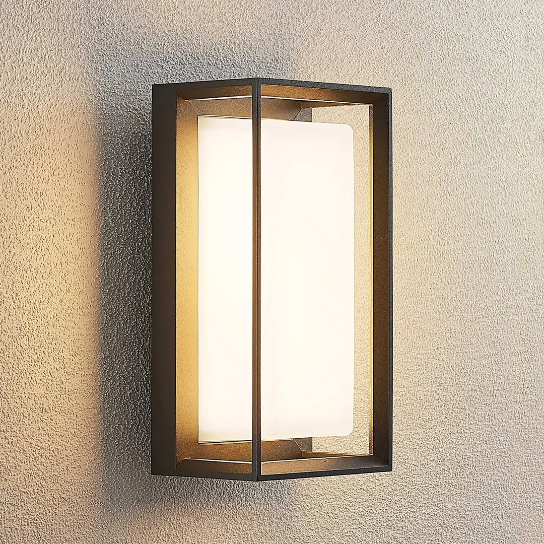 Arcchio LED-Außenwandleuchte Ismera, anthrazit/opal, IP65