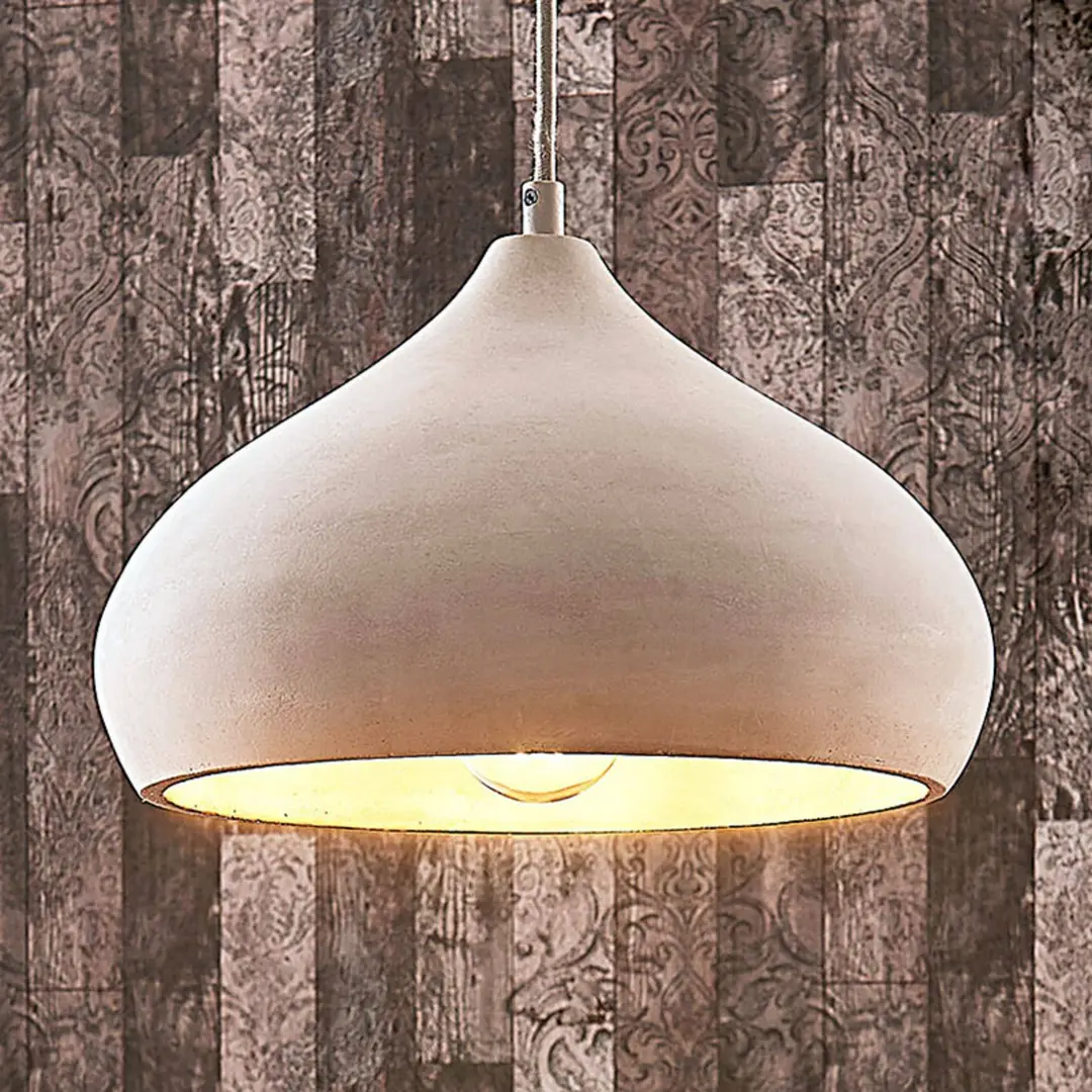 Lindby Pendelleuchte Morton, Ø 29 cm, grau, Beton, E27