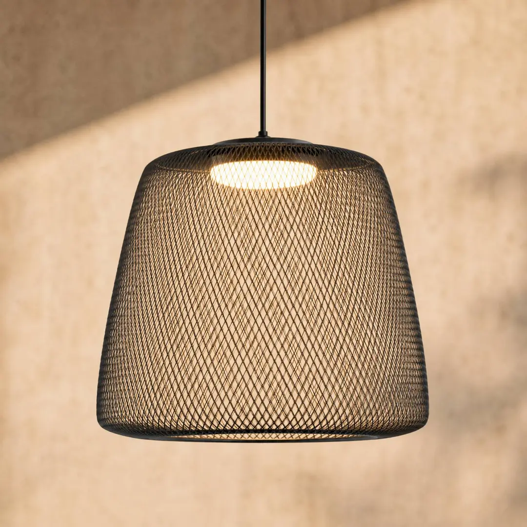 Lucande LED-Außenhängelampe Korvyn, schwarz, Ø50cm, step-dim