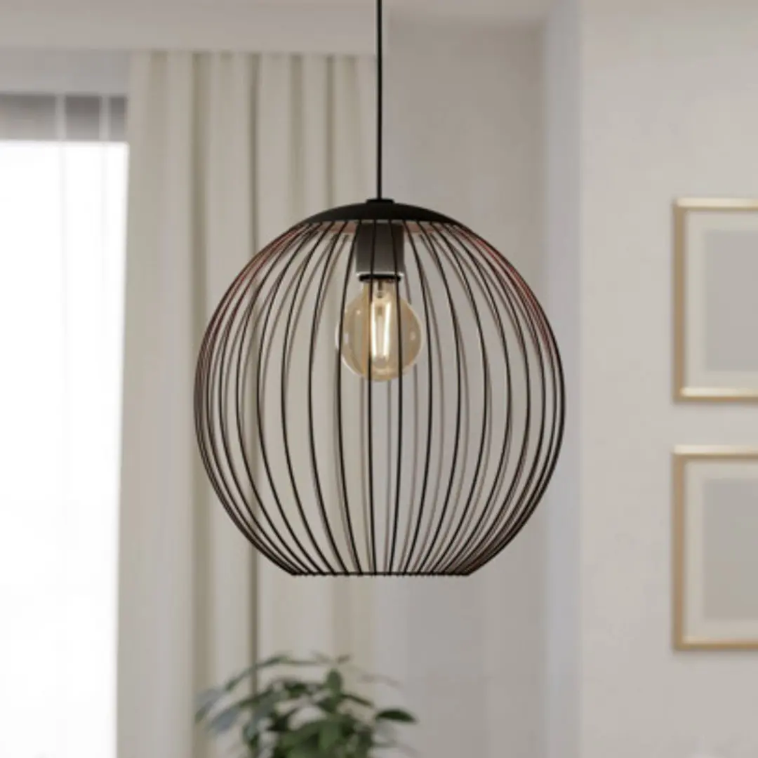 EGLO Hängeleuchte ALMANZORA, Ø 32 cm, 1-flg., schwarz, E27