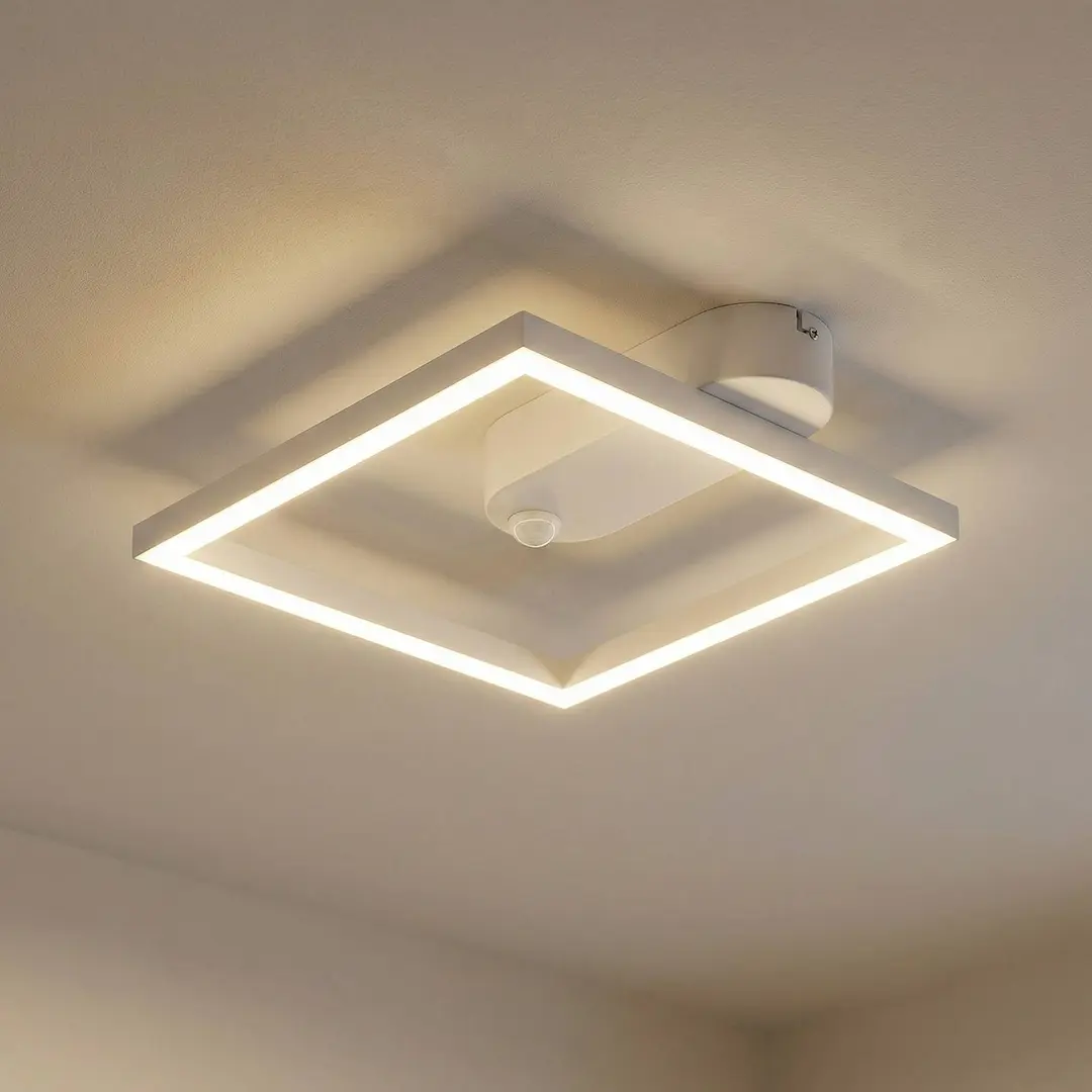 Lindby LED-Deckenleuchte Yulla, weiß, Bewegungsmelder