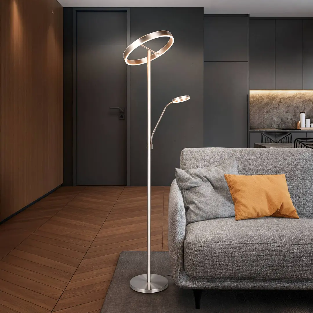 Trio Lighting LED-Stehlampe Willis, nickel, Höhe 180 cm, Metall CCT Dimmer