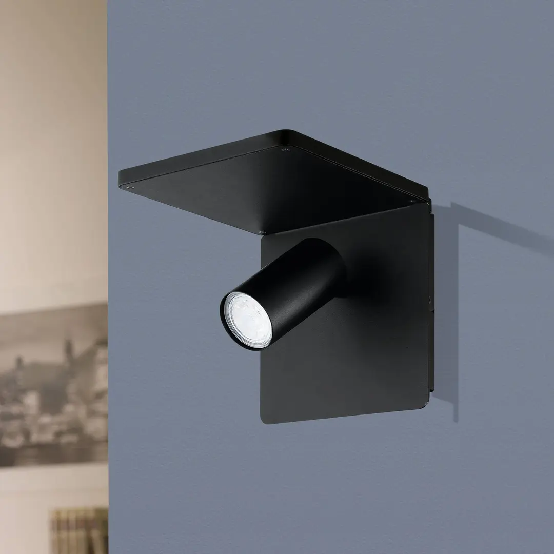 EGLO LED-Wandspot Ciglie, schwarz, mit Ladefunktion QI