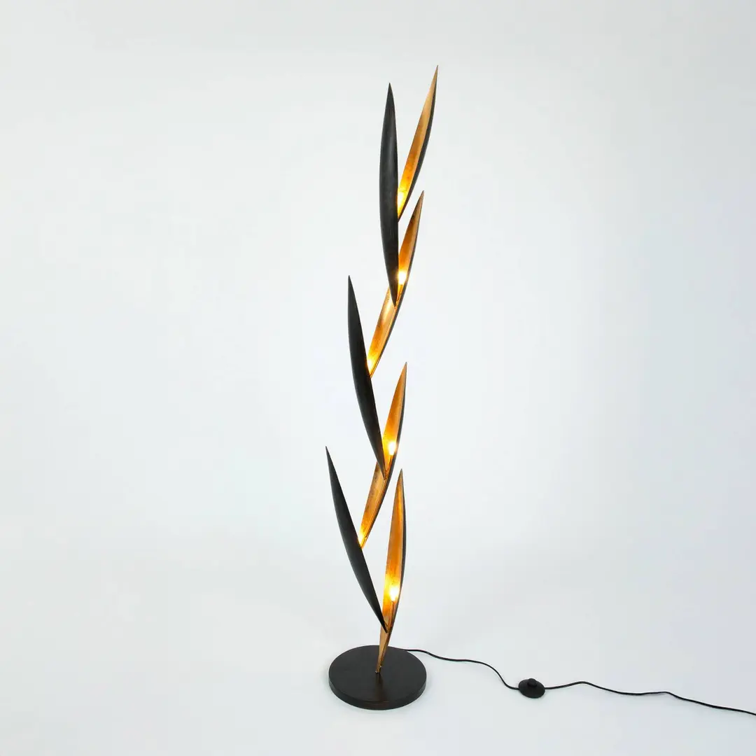 Holländer Stehlampe FORTUMA, schwarz/gold, Höhe 160 cm, Metall, 6 x G4