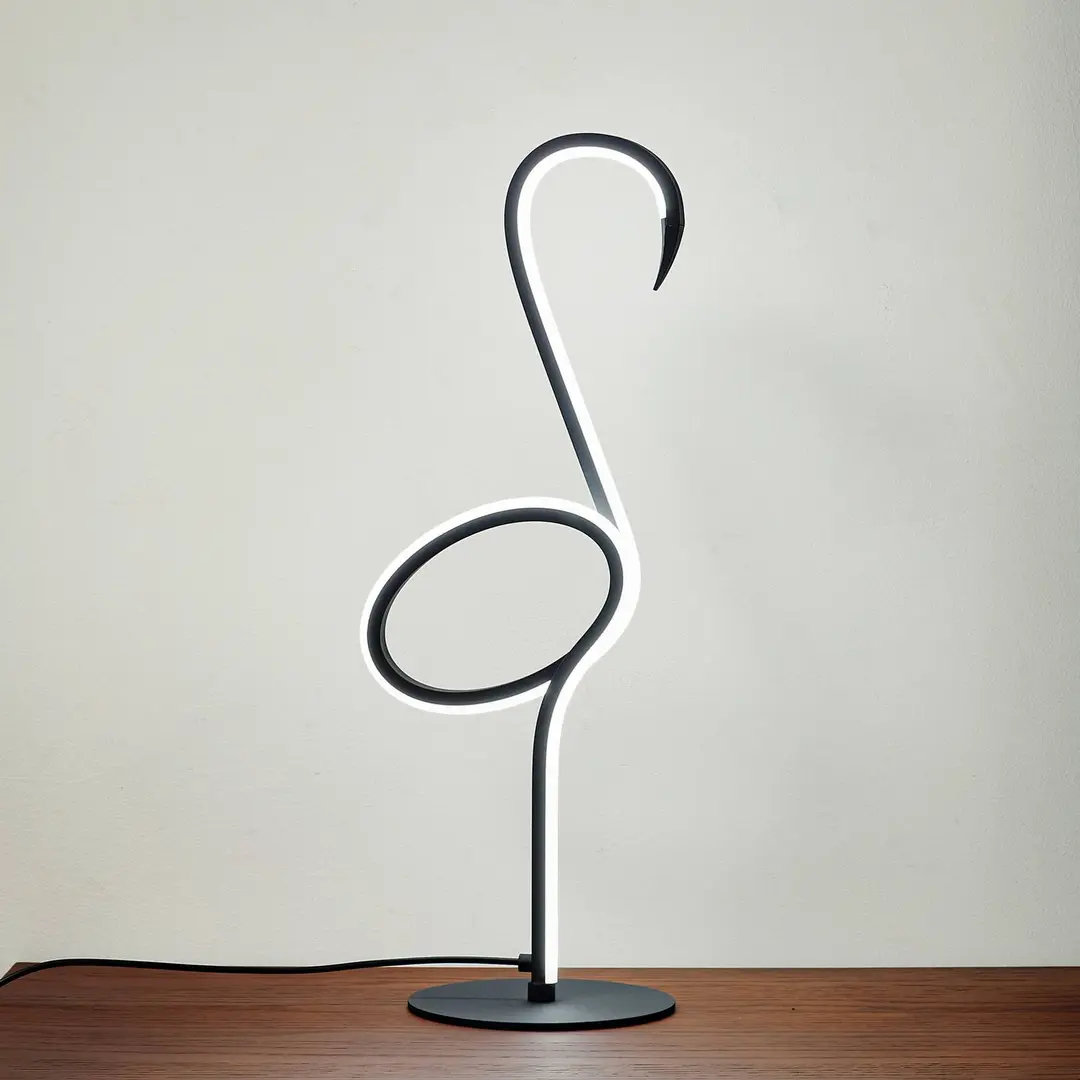 Lindby LED-Tischleuchte Pajaro, 49cm, schwarz, Alu, Flamingo