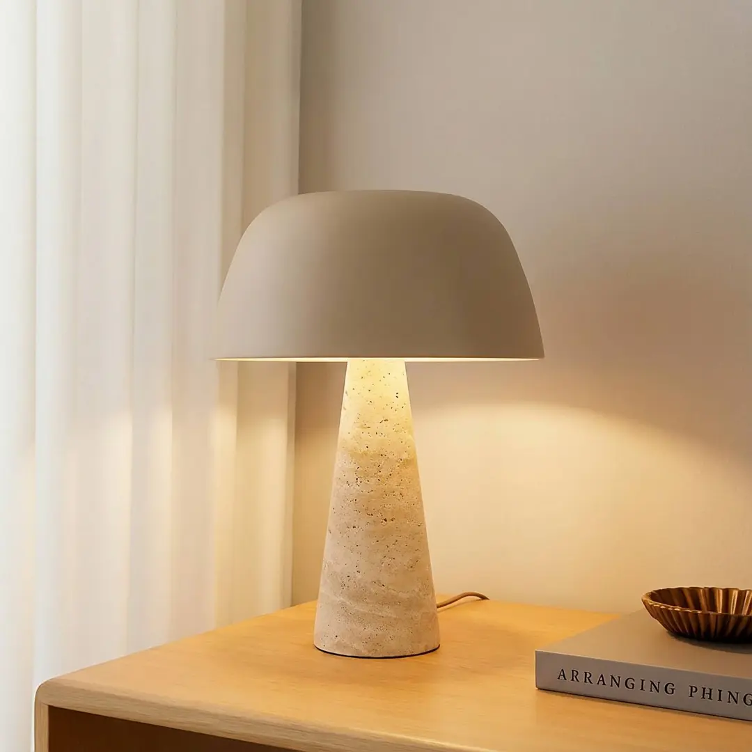 Lindby Tischleuchte Magritt, beige, Metall, Stein, 41 cm