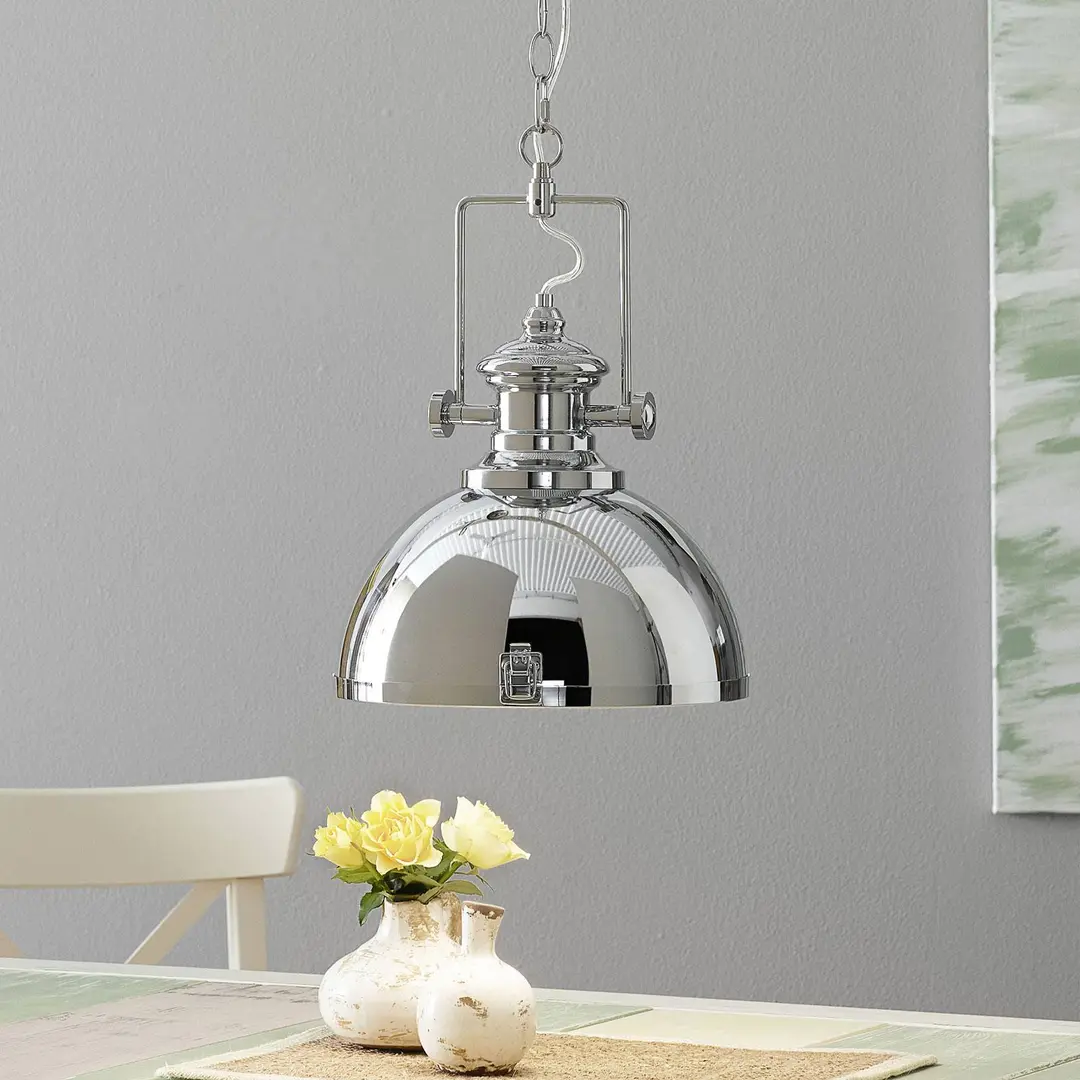 Searchlight Hängeleuchte Metal, industrielles Design, chromfarben
