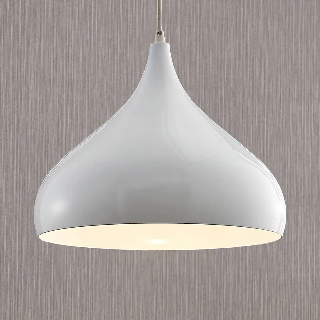 Lindby Hängelampe Ritana, weiß, Metall, Ø 31 cm, E27