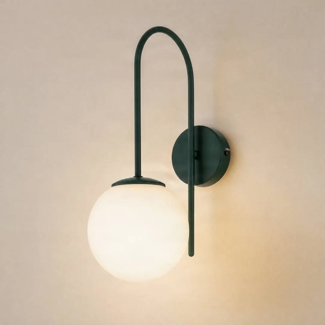 Luminex Wandlampe Cambridge, dunkelgrün, Höhe 34 cm, Metall/Glas E14