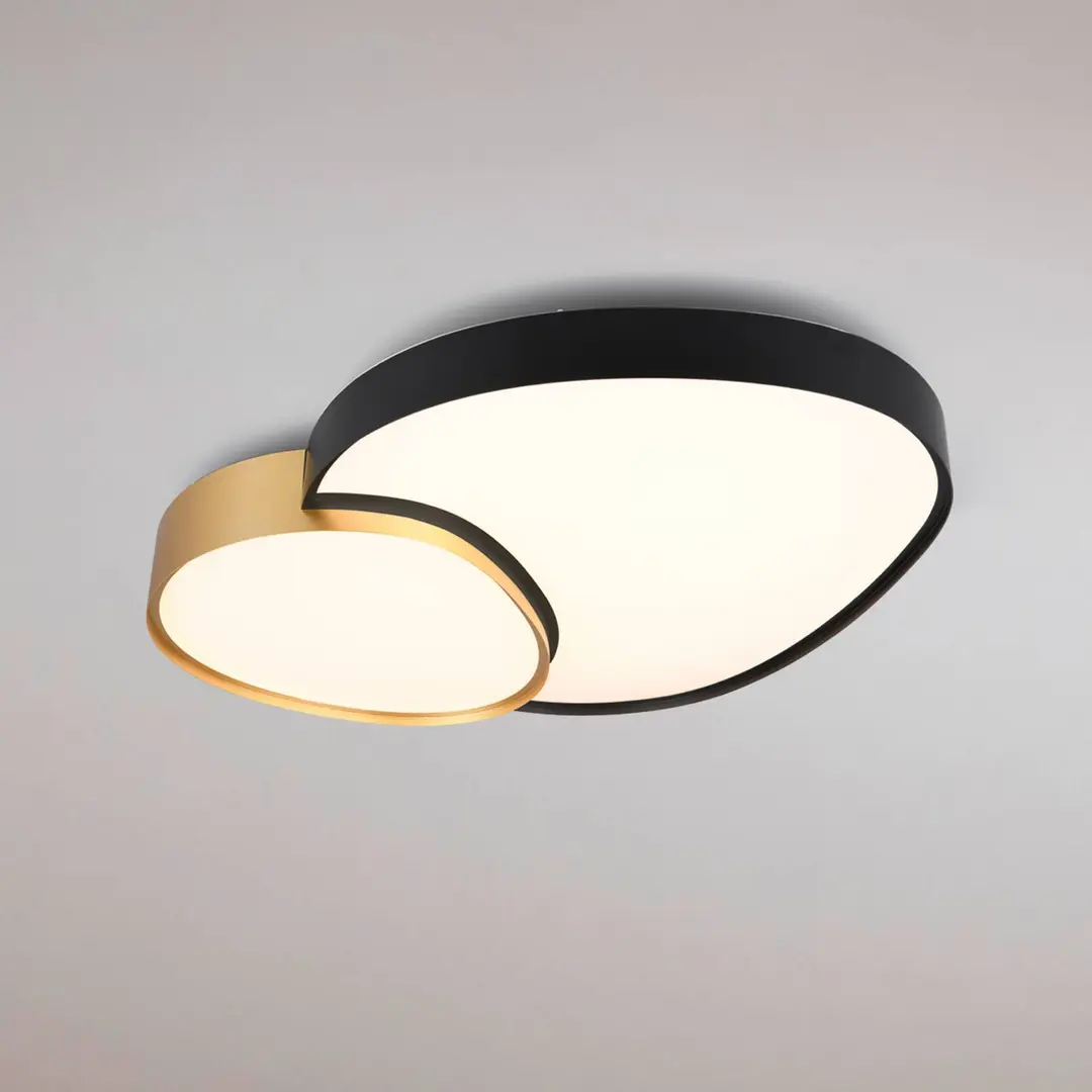 Trio Lighting LED-Deckenlampe Rise, schwarz-gold, 77 x 63 cm, CCT, dimmbar