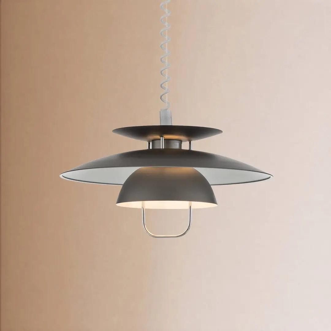 Lindby Hängelampe Nadija, grau, 43 cm, höhenverstellbar, E27