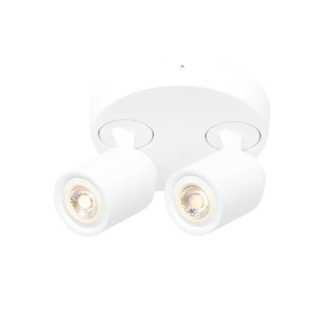 Freelight Deckenstrahler Razza, weiß, Ø 26,5 cm, 2-flg., Metall
