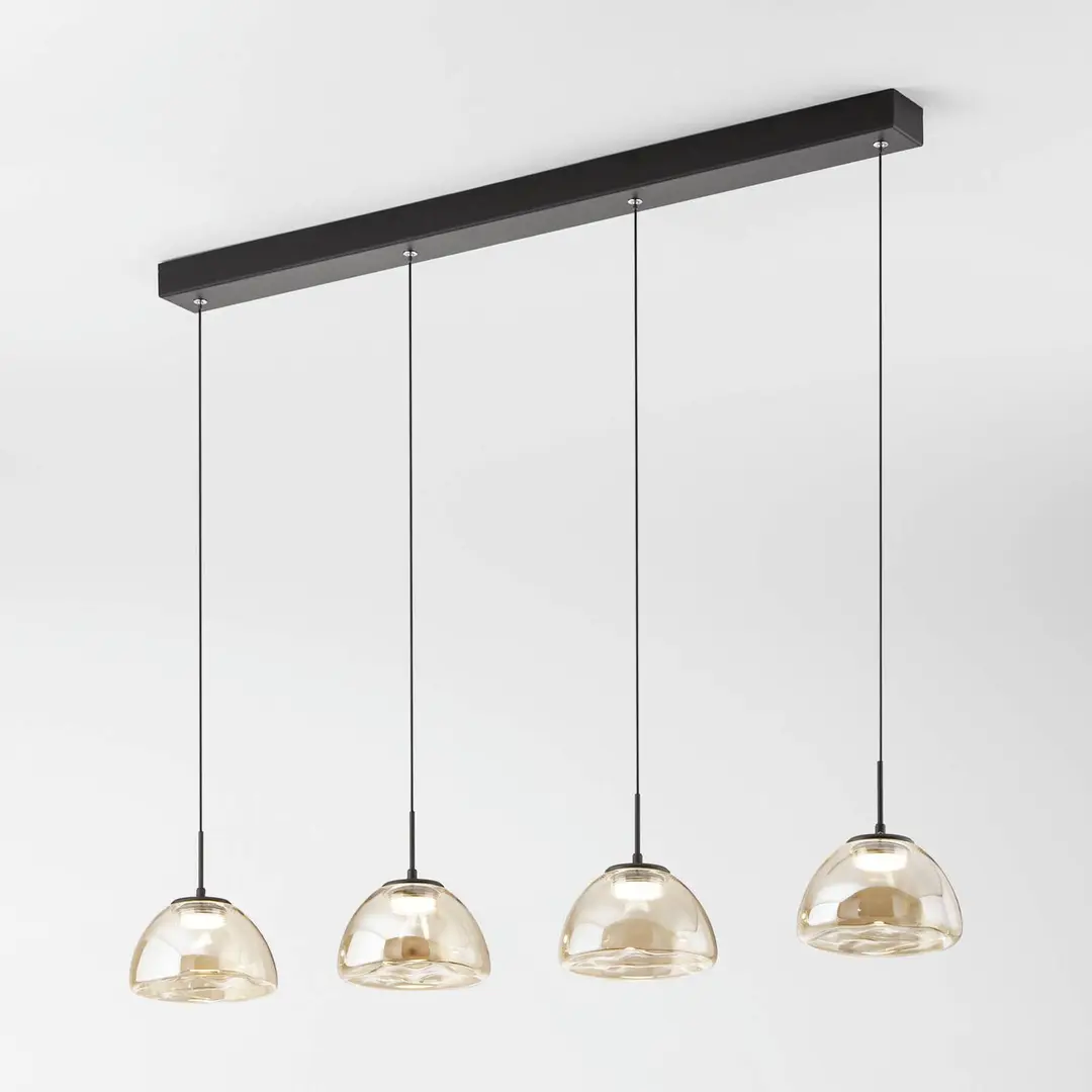 Fabas Luce LED-Hängeleuchte Lucille, 4-flammig, cognacfarben, CCT