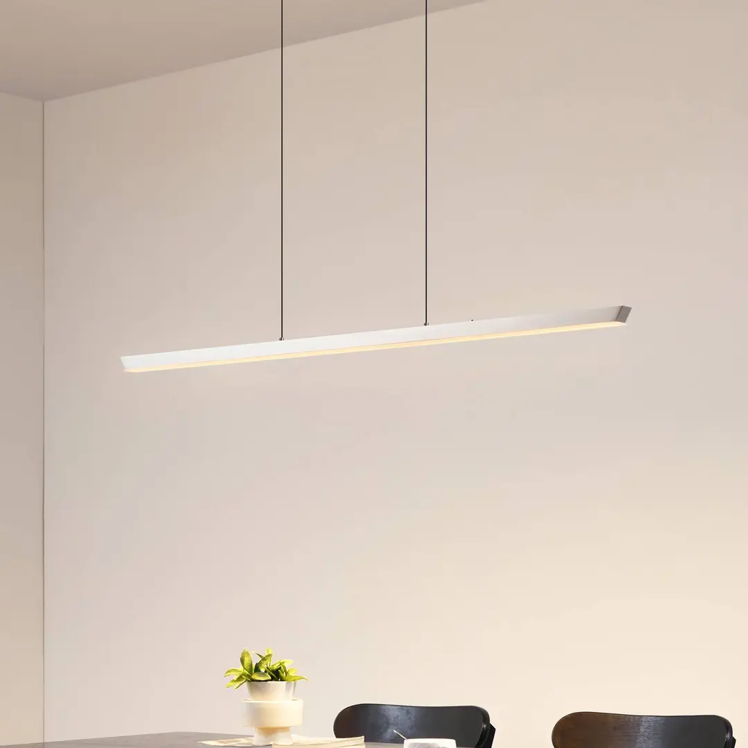 Lucande LED-Hängelampe Solvar, 117cm, silber, CCT, dimmbar