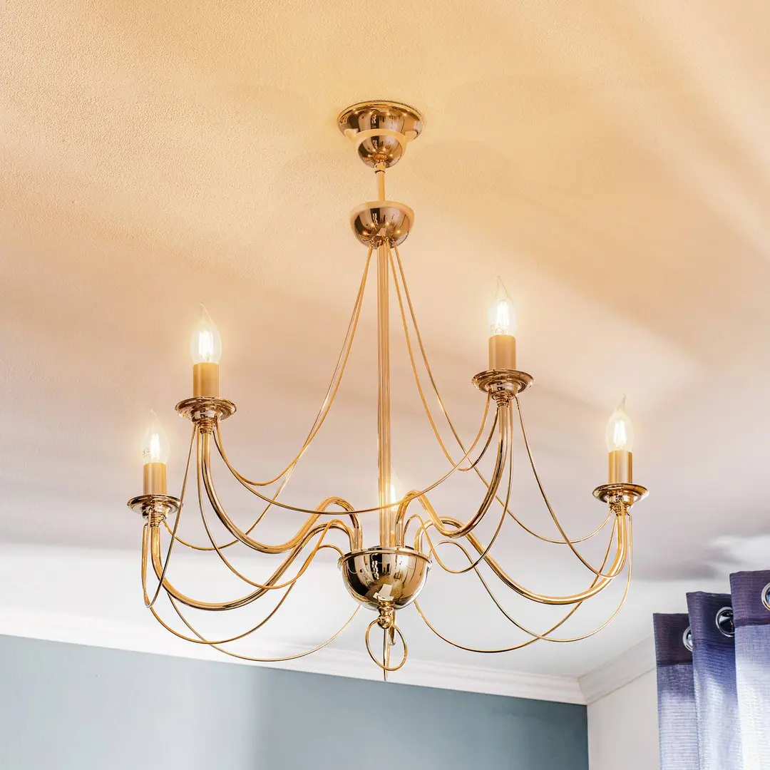 Domiluce Kronleuchter Retro, fünflammig 75cm, gold