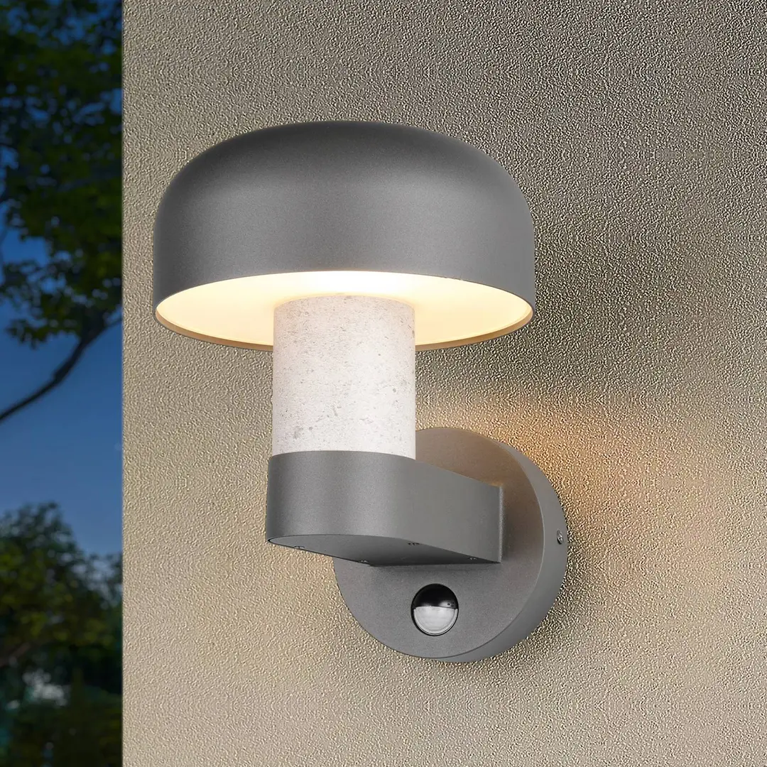 Trio Lighting Außenwandleuchte Fraser Sensor grau/Betonoptik, Alu IP54 E27