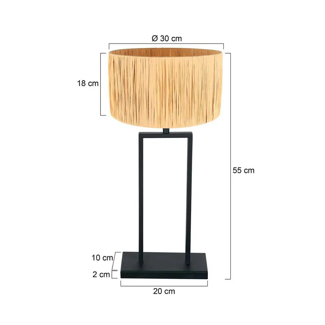 Steinhauer Tischleuchte Stang 3857ZW, Seegras, schwarz/natur, H. 55 cm