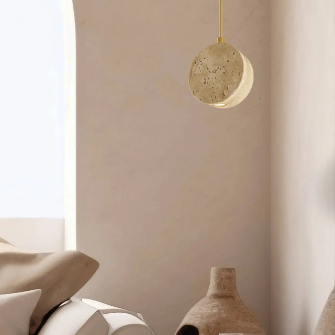 Zambelis LED-Hängeleuchte 25336, beige, Ø 10 cm, Naturstein