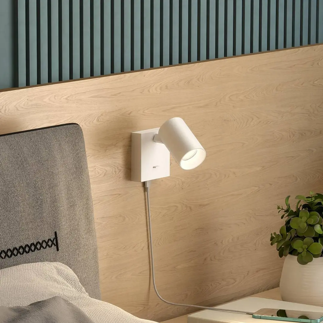 Deko-Light Wandspot CAN TILT, weiß, 10 x 10 cm, Metall, Schalter, USB