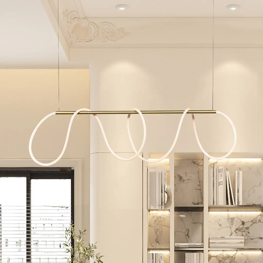 Zambelis LED-Hängeleuchte 19254, gold matt, Länge 147 cm, Metall
