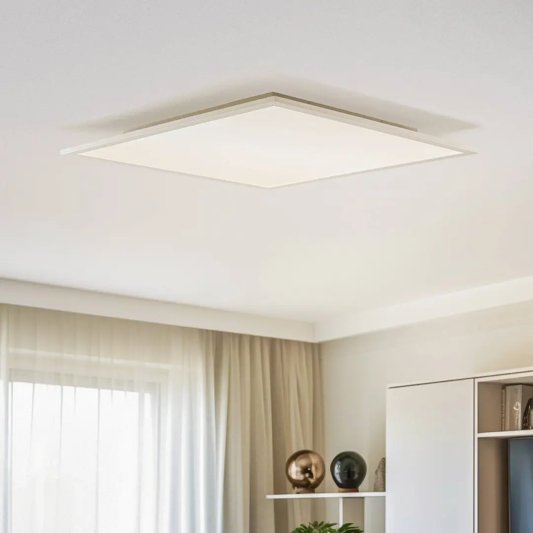 Lindby LED-Panel Livel, 4000K, 62 cm x 62 cm, silber, Metall