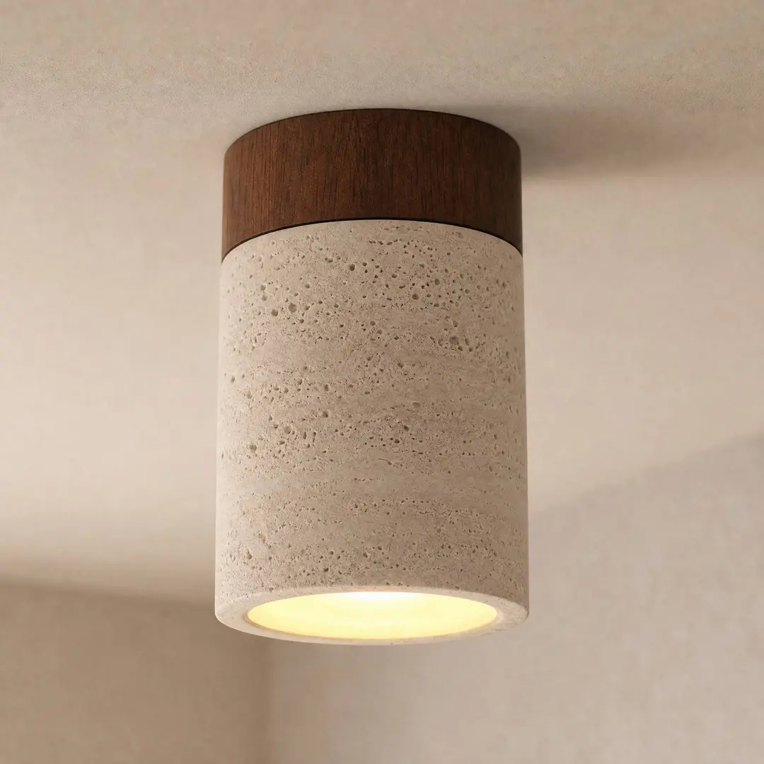 Lucande Deckenleuchte Carlotta, Ø 12 cm, beige, Beton, E27