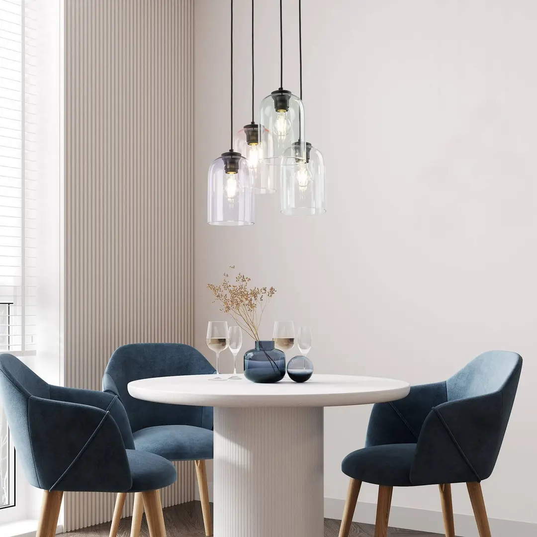 TK Lighting Hängelampe Molly, Ø 38 cm, mehrfarbig, Metall, Glas, 4-flg.