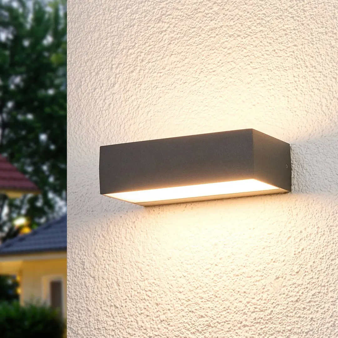 Lucande LED-Außenwandlampe Lissi, 21 cm, anthrazit, IP54