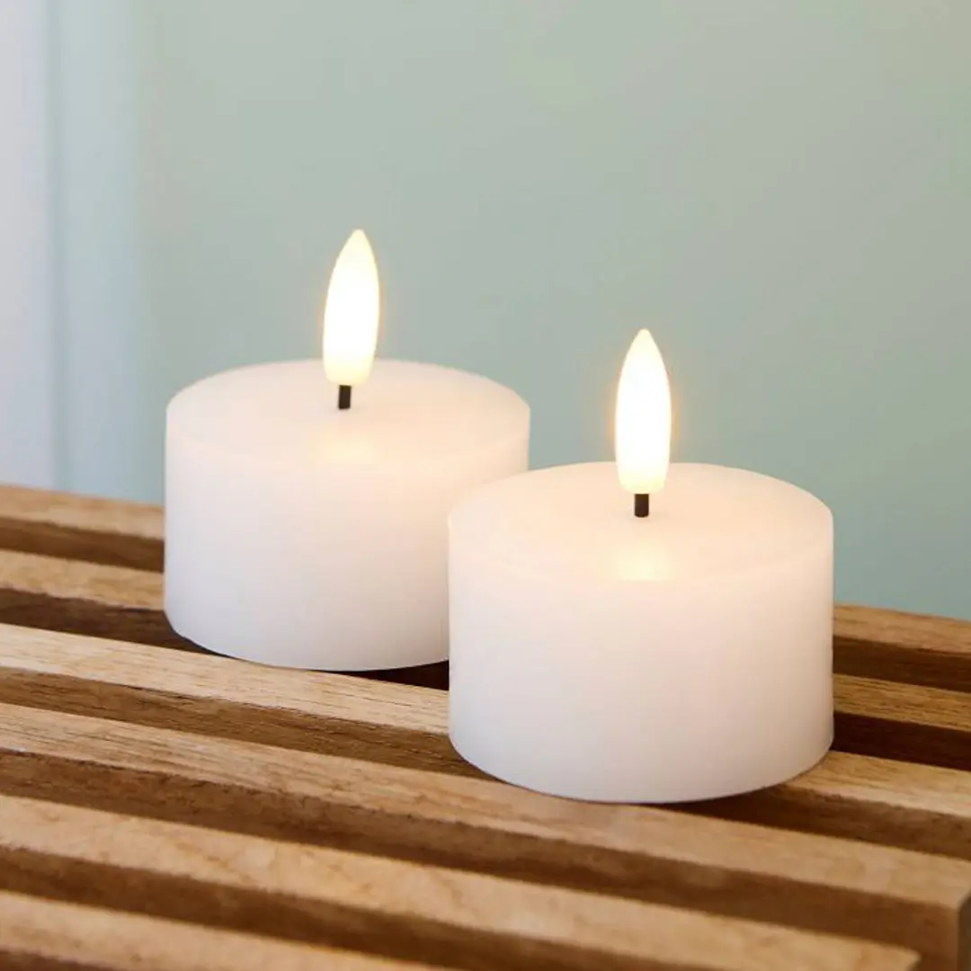 Sirius LED-Teelicht Sille, weiß, Wachs, 2er-Set, Batteriebetrieb