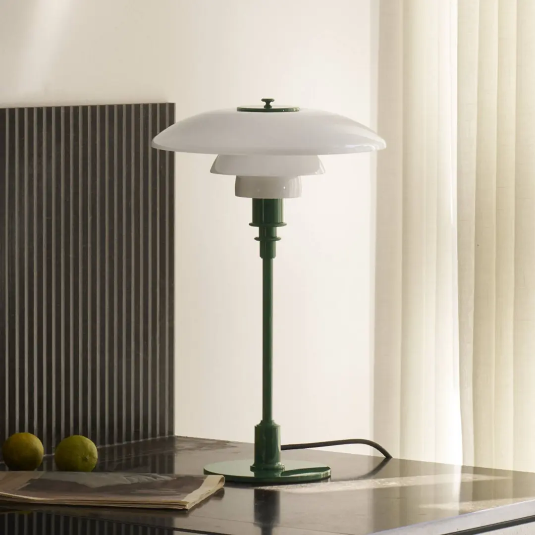 Louis Poulsen Tischlampe PH 3/2, dunkelgrün, Ø 28 cm