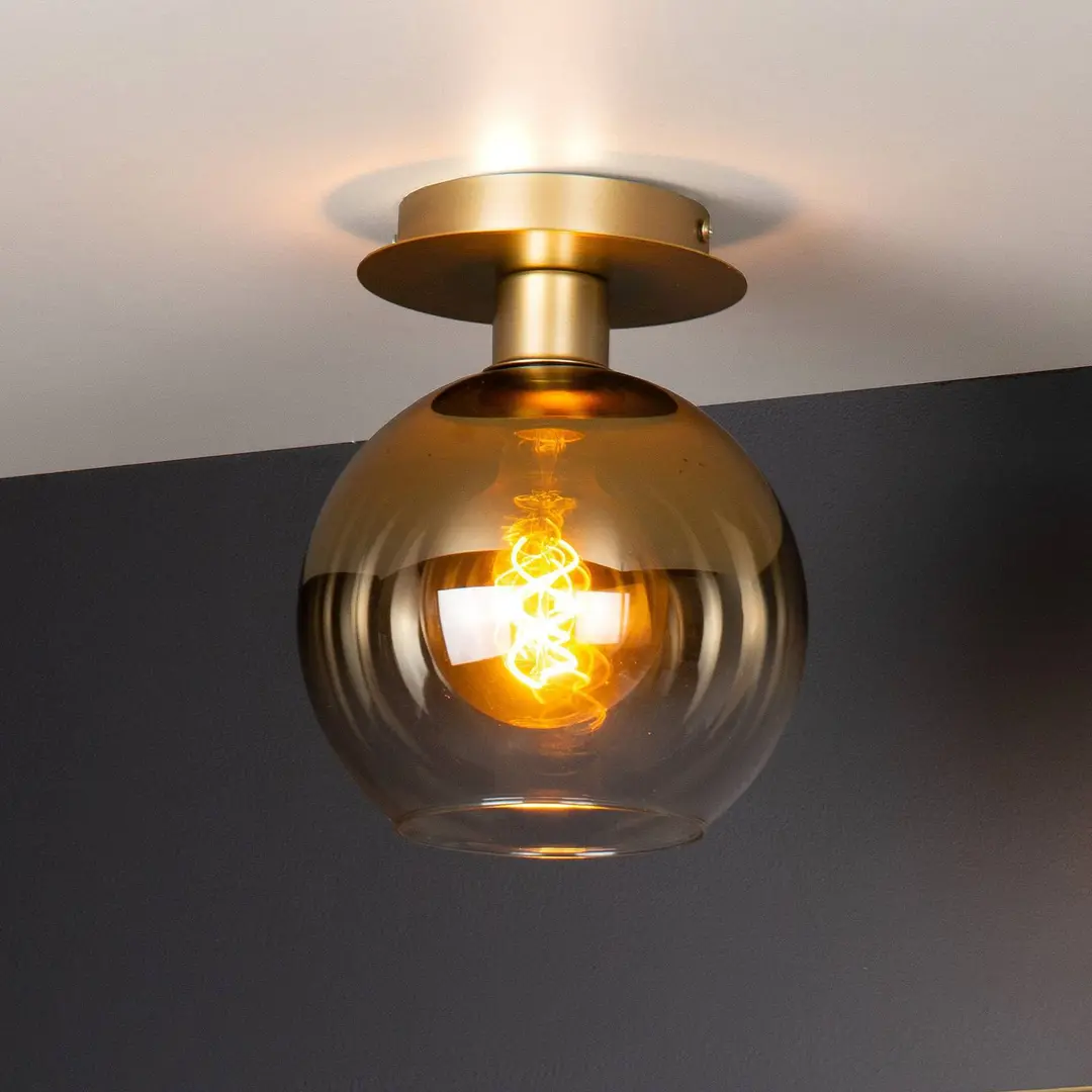 Lucide Deckenleuchte Marius, gold, 1-flammig, Glas