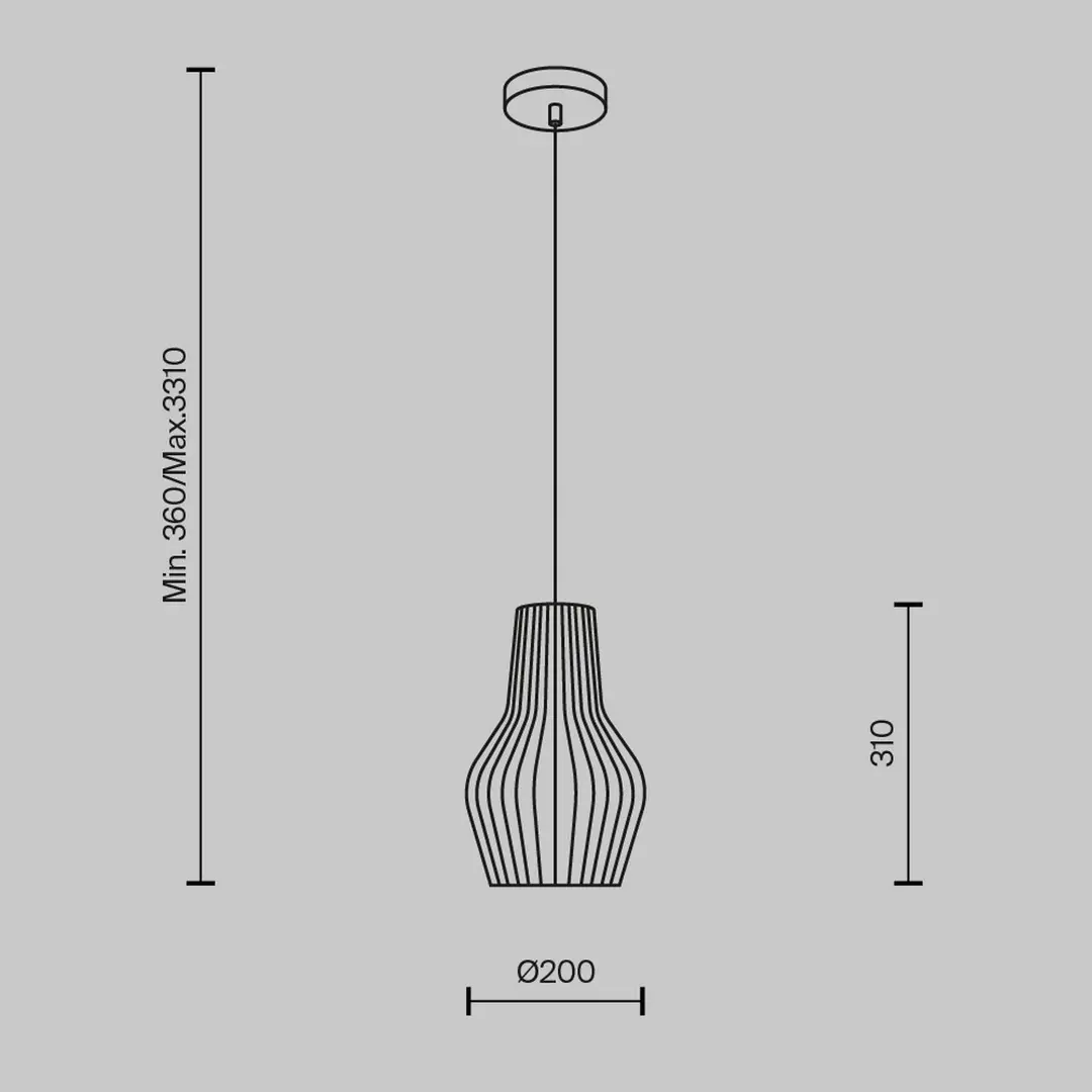 Maytoni Hängelampe Roots, Ø 20 cm, Höhe 31 cm, Holz/schwarz