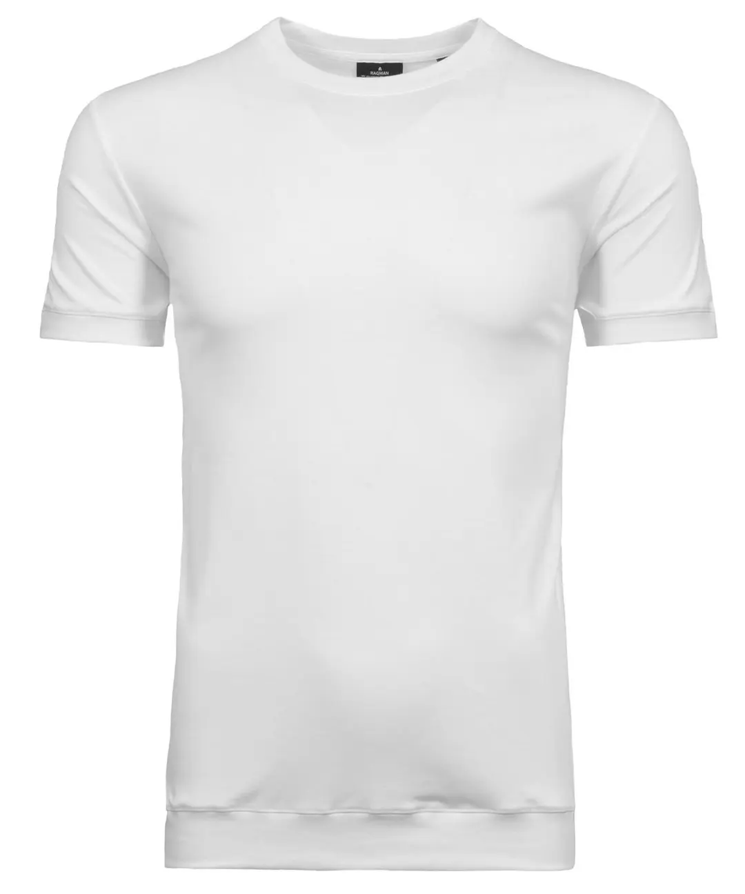 Ragman T-Shirt round neck waist rib, WEISS