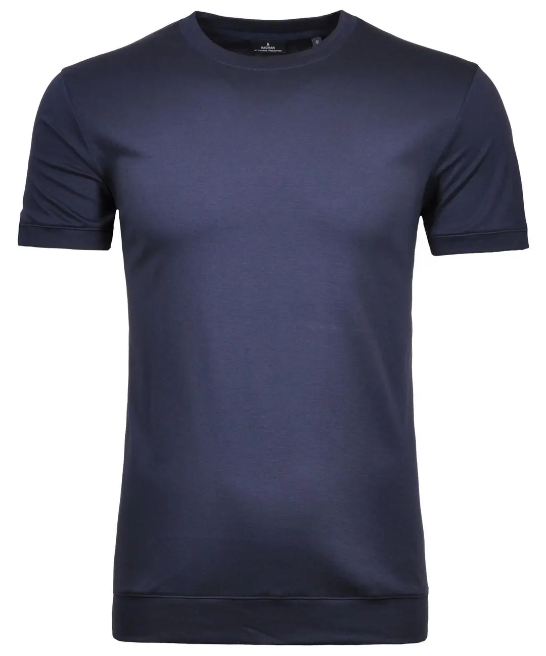Ragman T-Shirt round neck waist rib, DUNKELBLAU