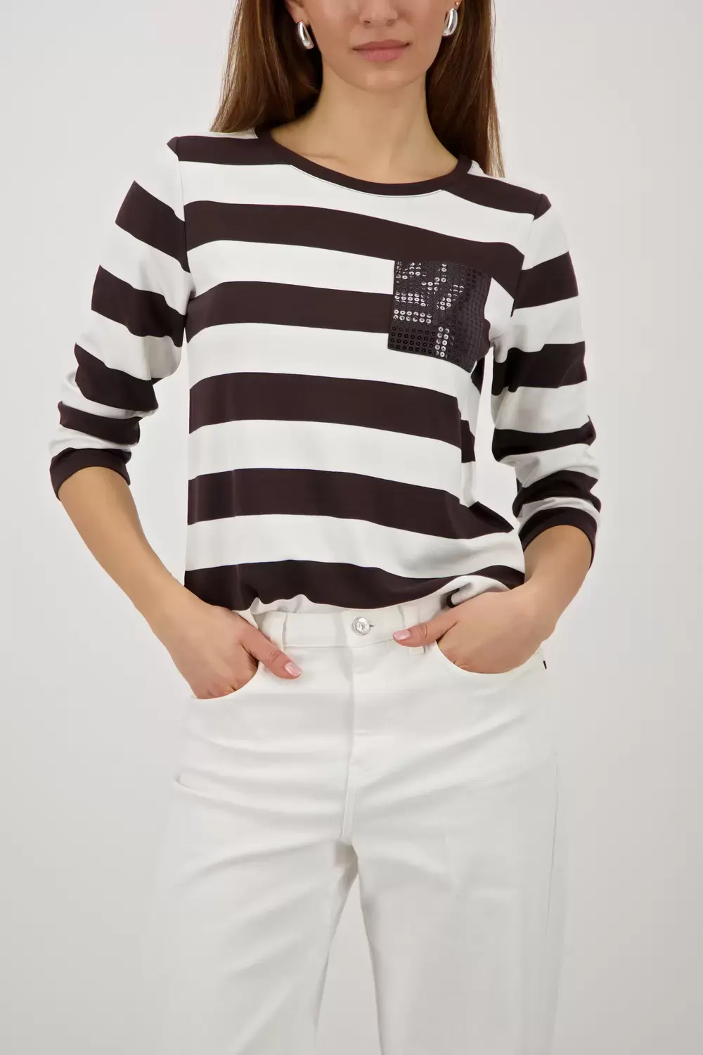 monari Sweatshirt, dark chocolate ringel