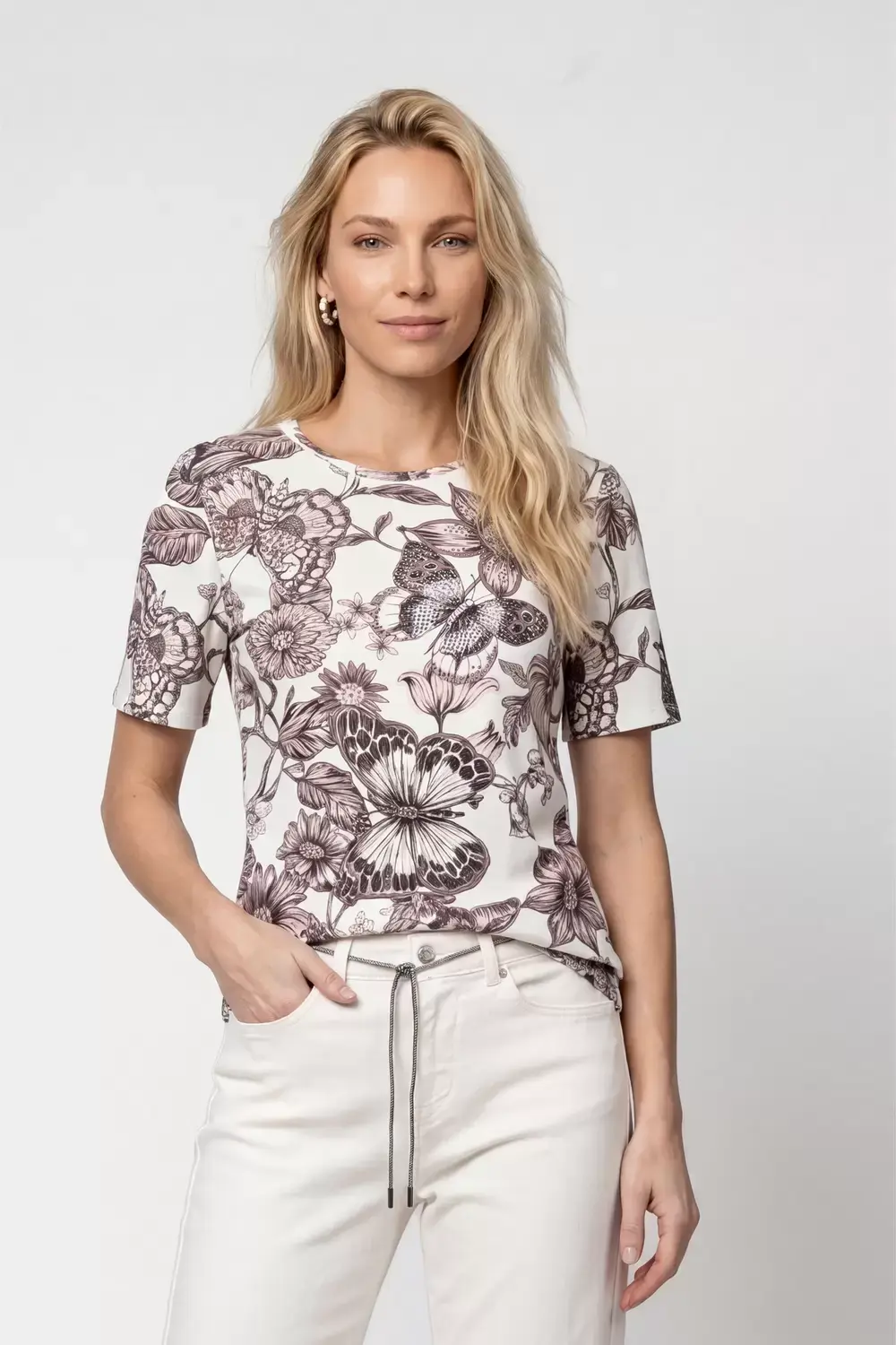 monari T-Shirt, taupe gemustert