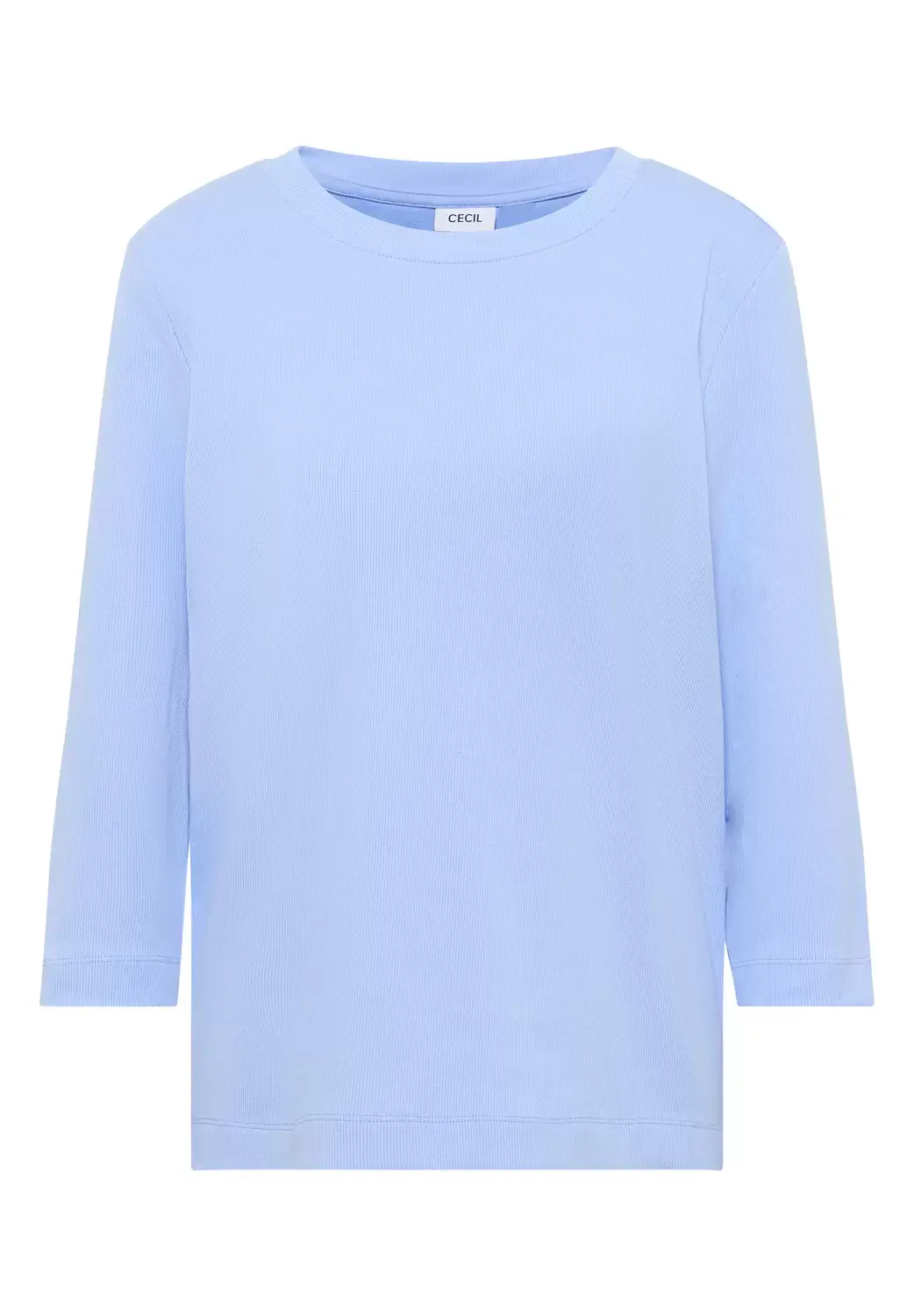cecil NOS Solid Rib T-Shirt, sporty light blue