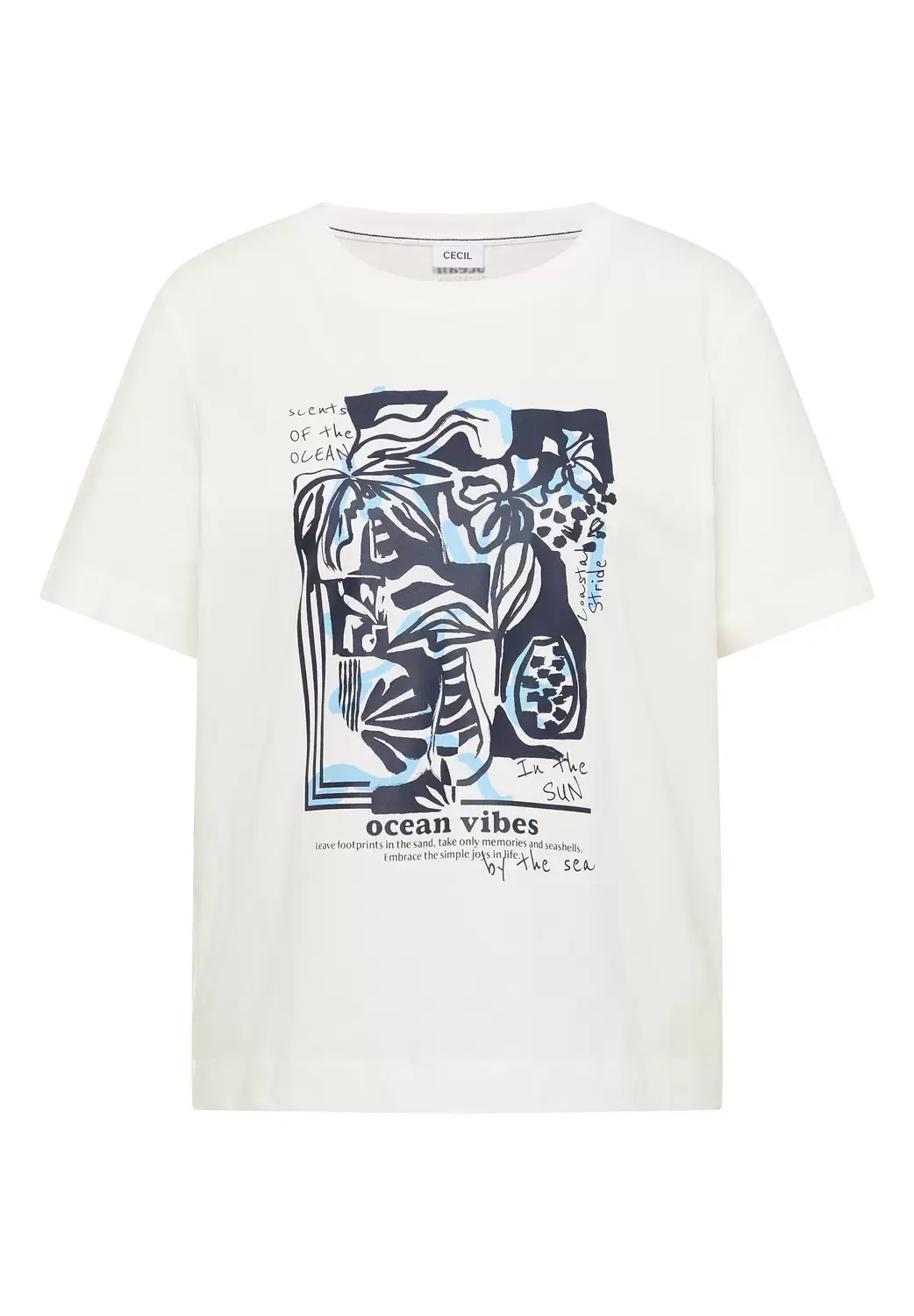 cecil Big Leaves FP T-Shirt, vanilla white