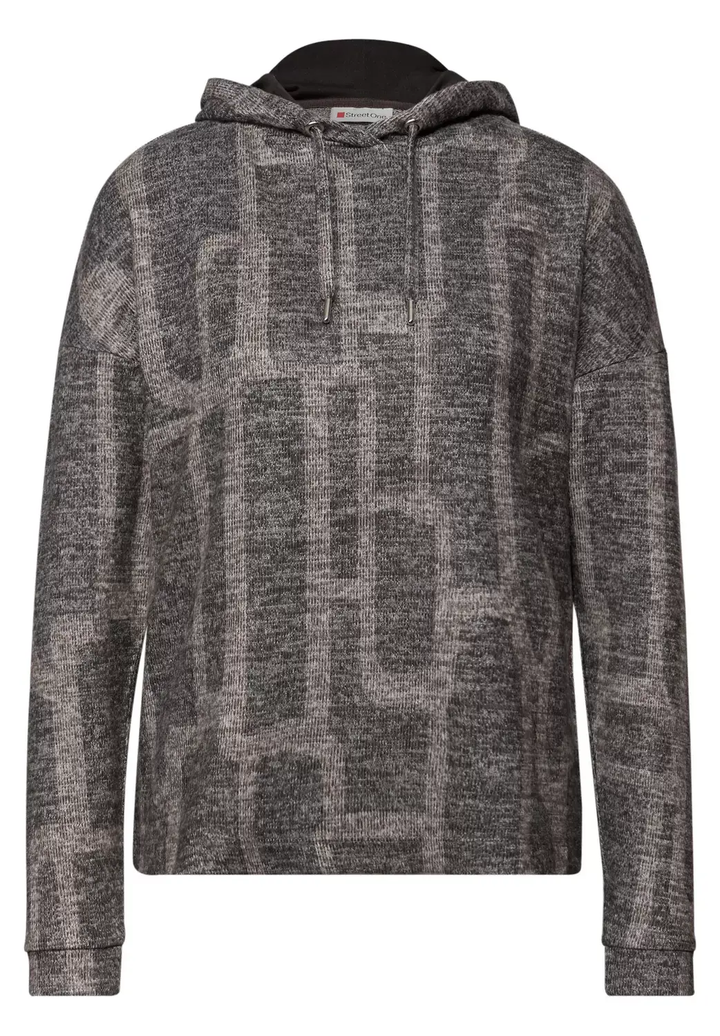 Street One LTD QR cosy printed hoody, darkest brown