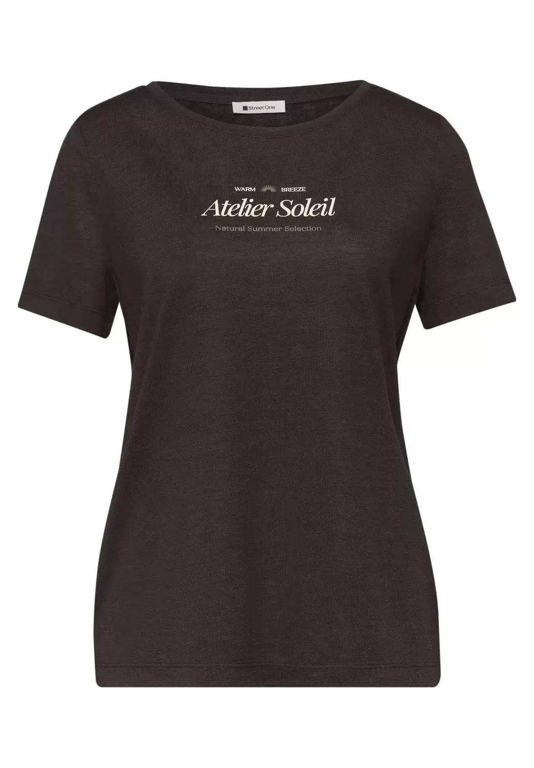Street One SOL_partprint shirt w.short sl, espresso brown