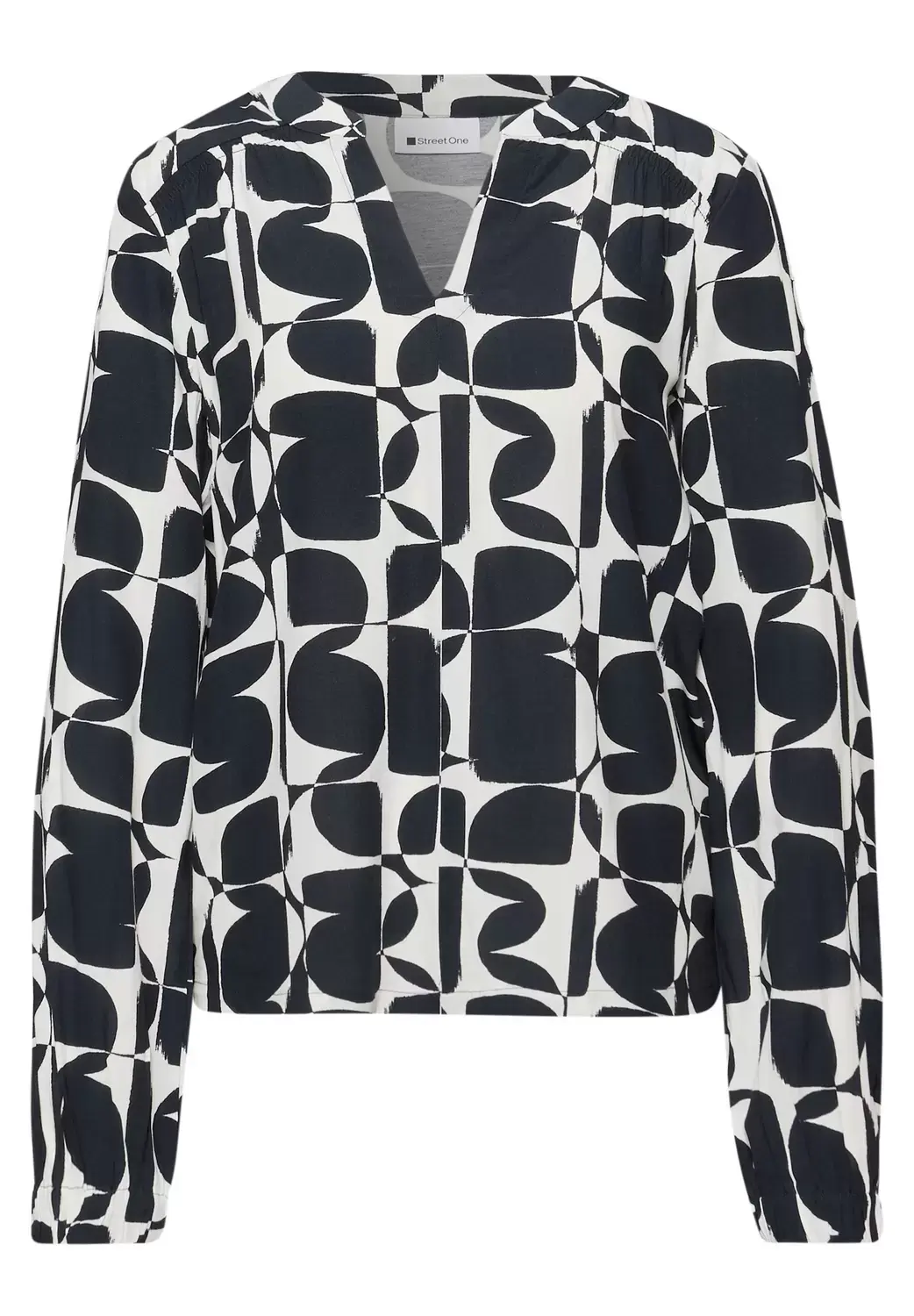 Street One LTD QR printed mat-mix shirt w, shadowed navy