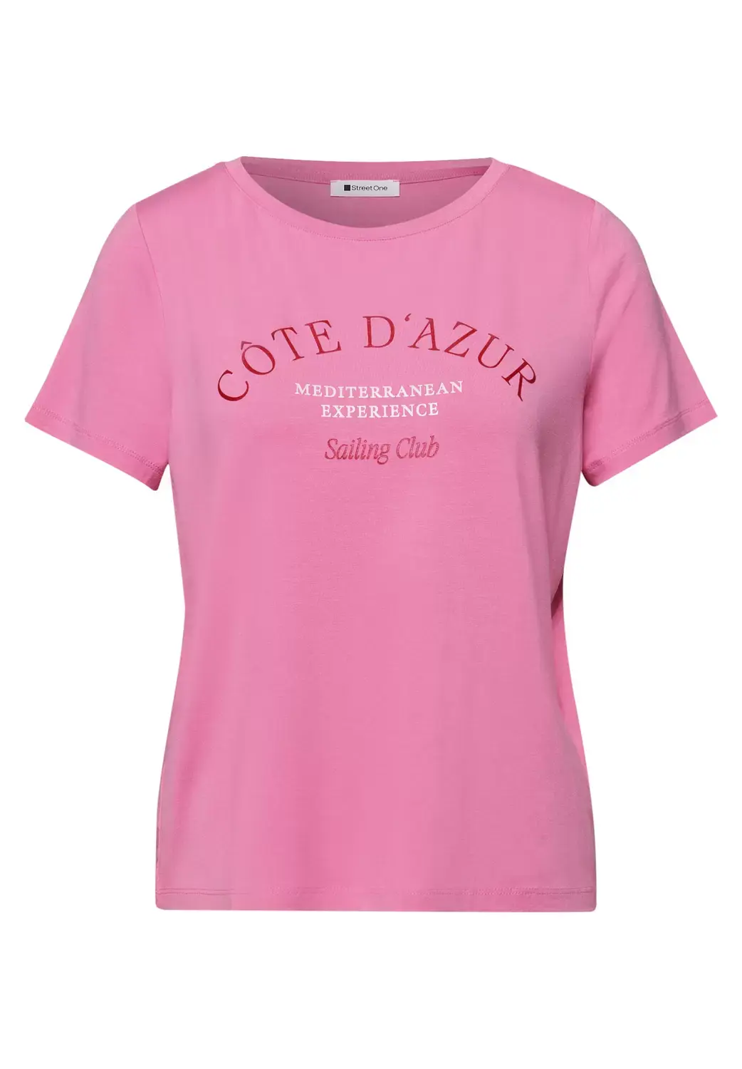 Street One LTD QR wording print shirt, ibis rose