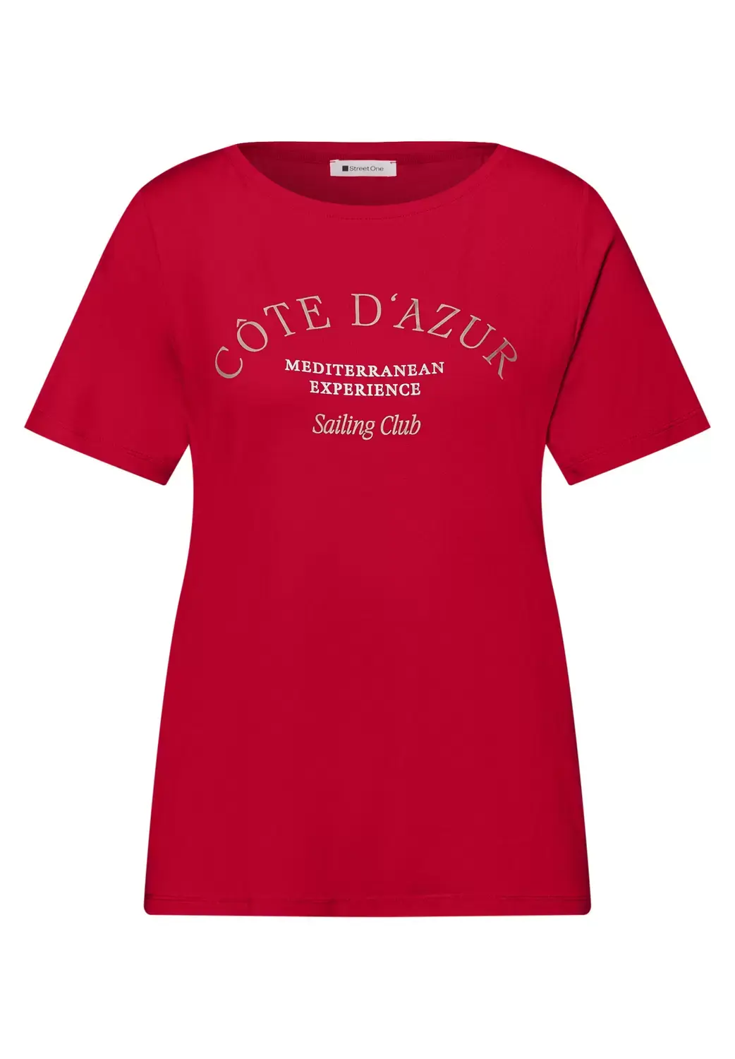 Street One LTD QR wording print shirt, salsa red