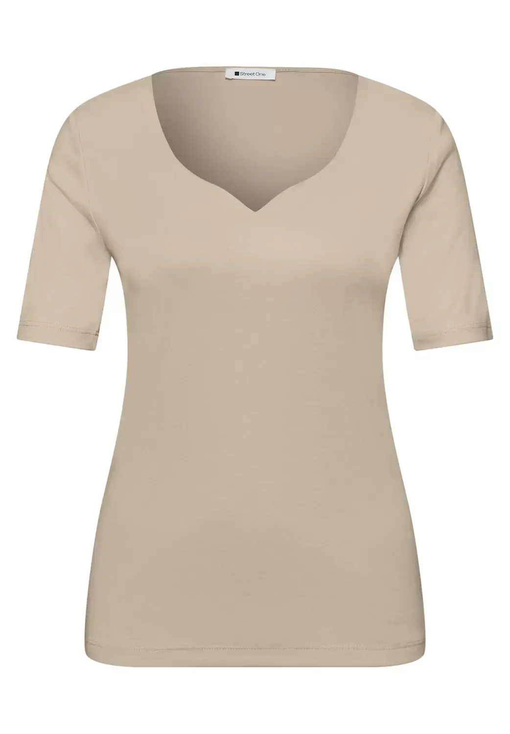 Street One QR Style heart neck Ada 1/2 sl, cotton beige