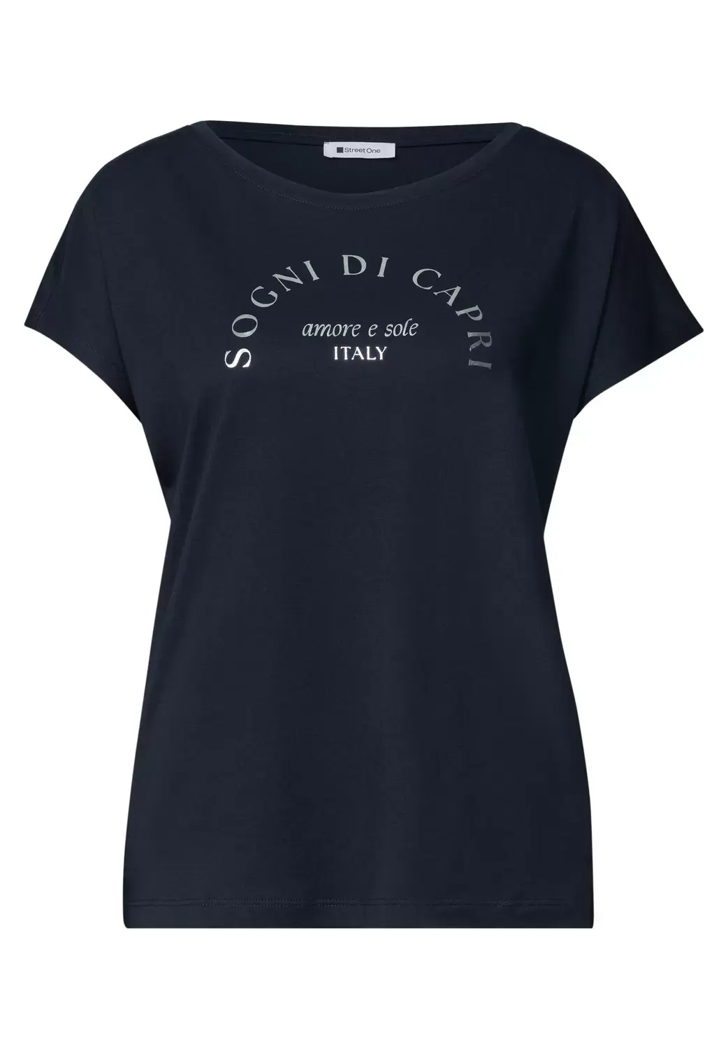 Street One EOS_Foil Partprint Shirt, deep blue