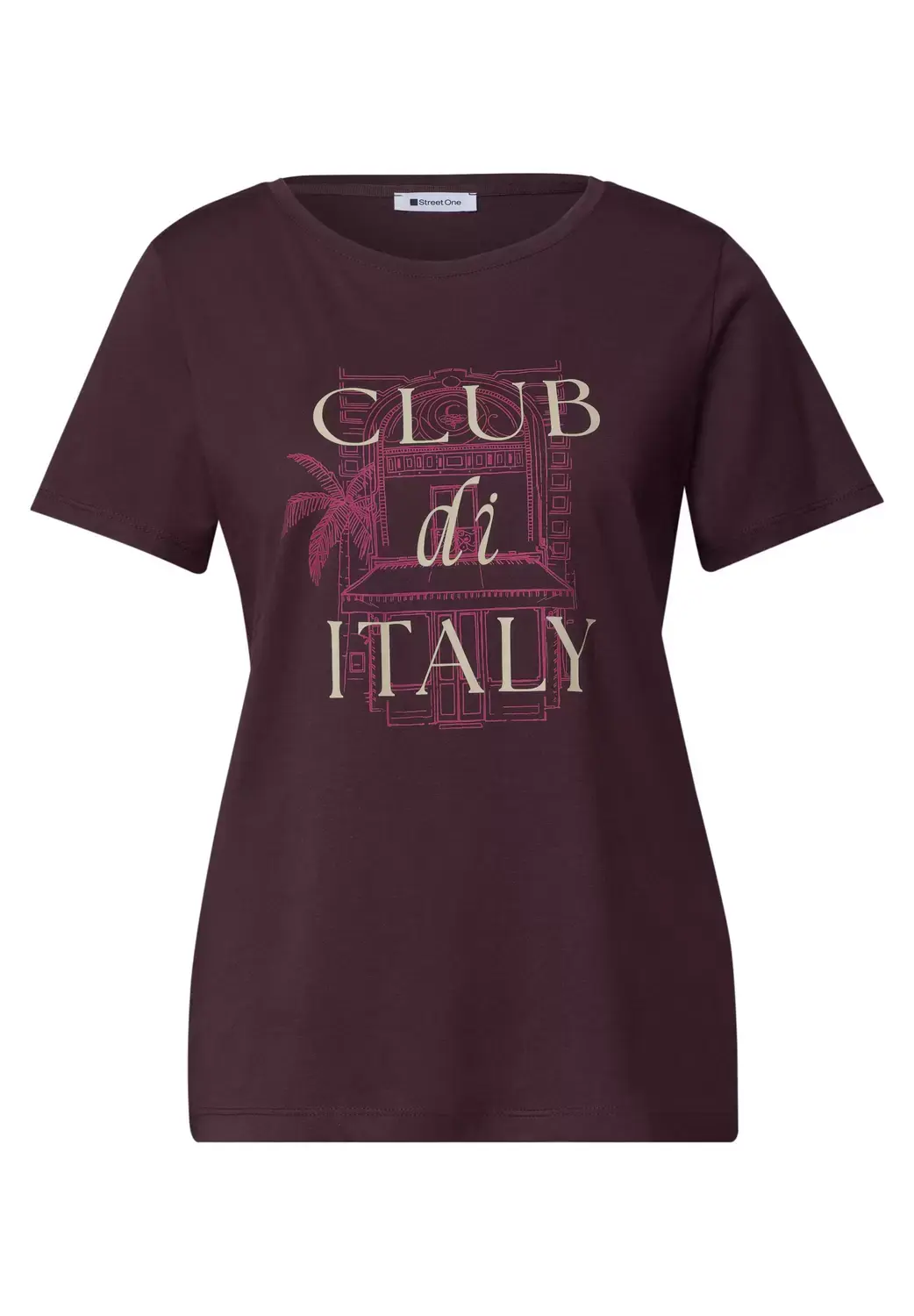 Street One LTD QR shirt w.illustration, rustic rouge