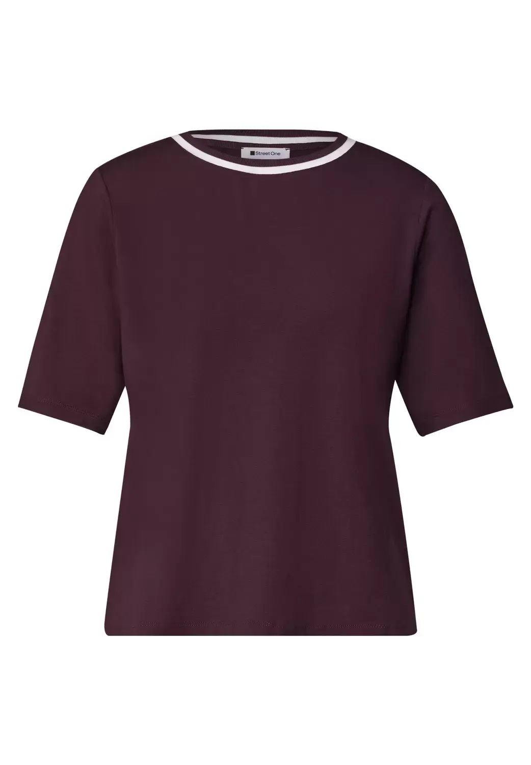 Street One LTD QR shirt w.kick stripe col, rustic rouge