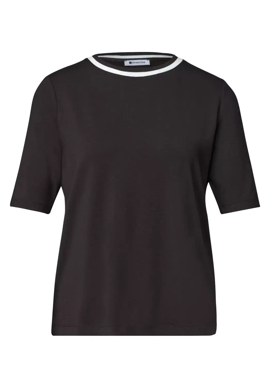 Street One LTD QR shirt w.kick stripe col, black coffee